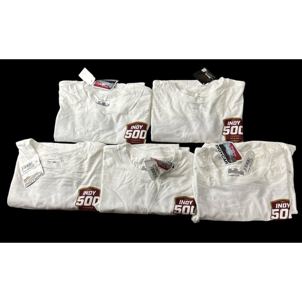 Indycar‎ T-shirts Indy 500 Mens 5 Pack L White Racing Short Sleeves Gainbridge